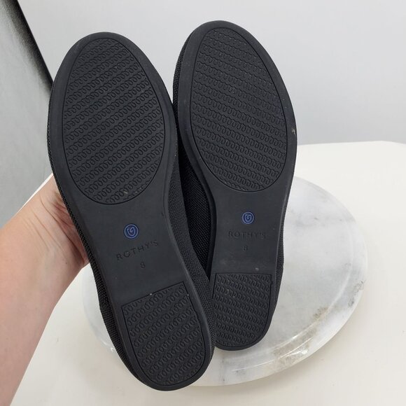 Rothy's The Round Toe Black Women's Slip On Ballet Flat Career Dress Shoes 8 - Picture 6 of 11